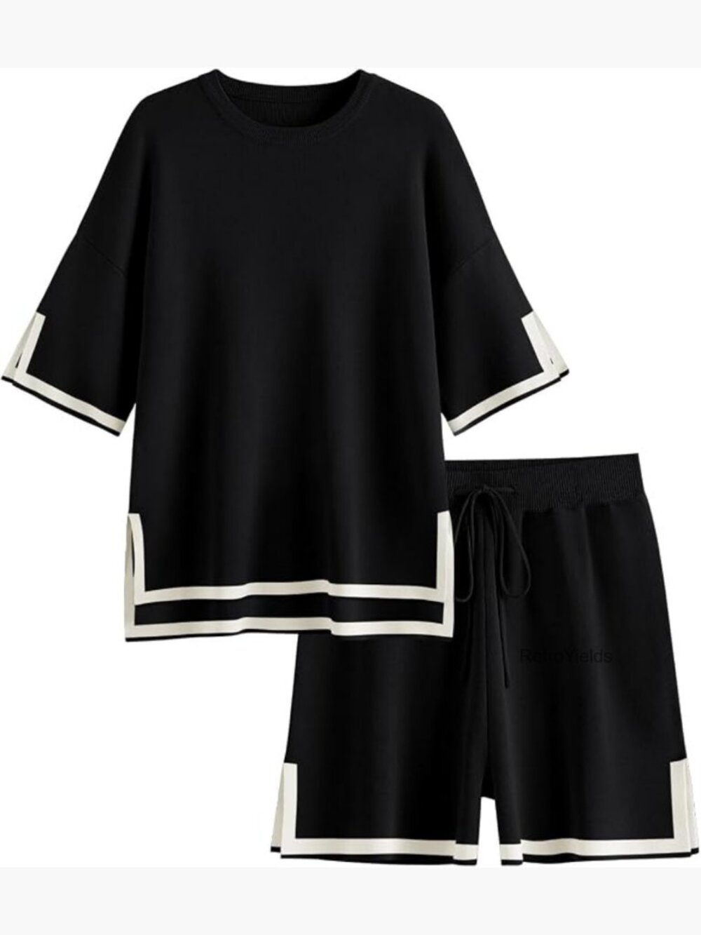 2 Piece Lounge Set - Short Sleeve Top & Shorts - Loungewear Set